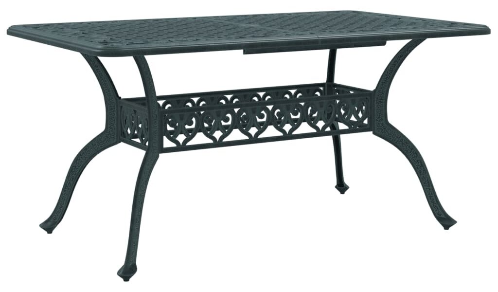 vidaXL Záhradný stôl zelený 150x90x72 cm liaty hliník