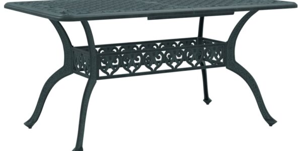 vidaXL Záhradný stôl zelený 150x90x72 cm liaty hliník