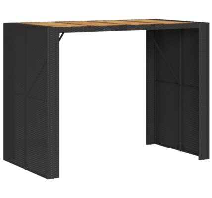 vidaXL Záhradný stôl s akáciovou doskou čierny 145x80x110 cm polyratan