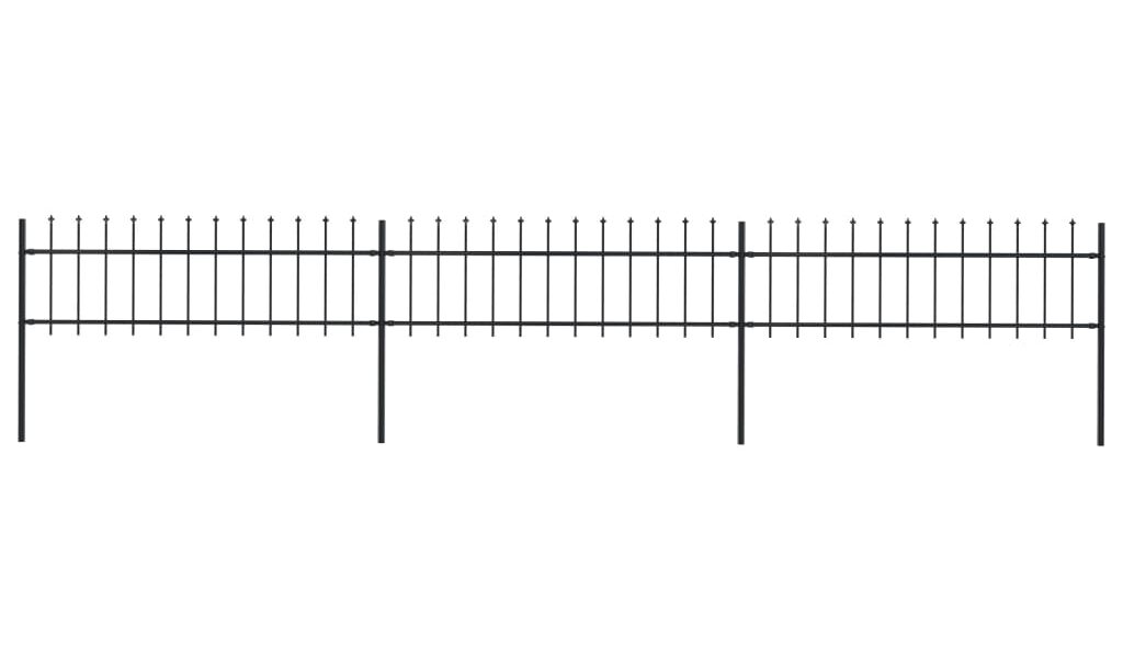 vidaXL Oceľový záhradný plot so špicatými vrchmi 5,1-0,6 m čierny