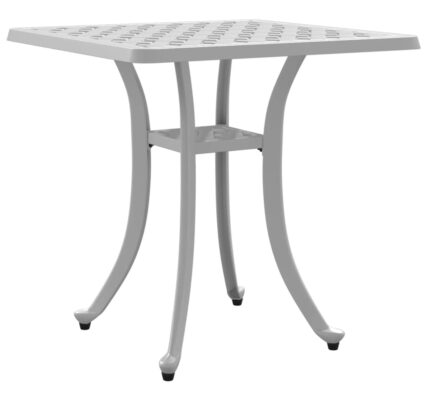 vidaXL Záhradný stôl biely 53x53x53 cm liaty hliník