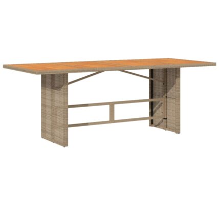 vidaXL Záhradný stôl s akáciovou doskou béžový 190x80x74 cm polyratan
