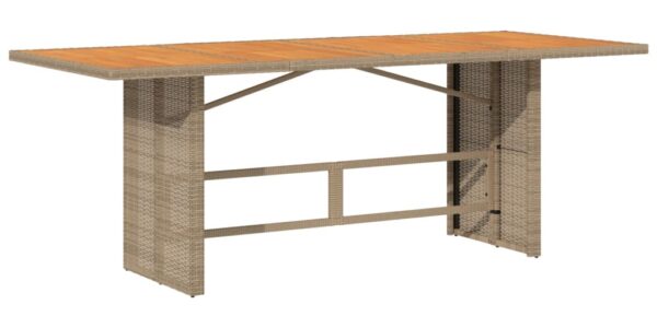 vidaXL Záhradný stôl s akáciovou doskou béžový 190x80x74 cm polyratan