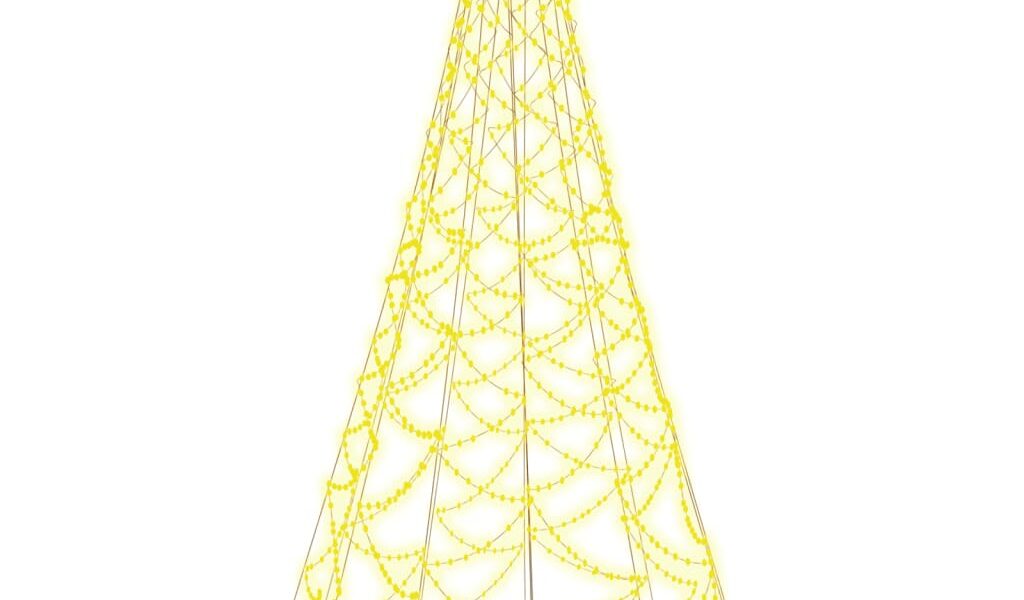 vidaXL Vianočný stromček na stožiar teplé biele svetlo 500 LED 300 cm