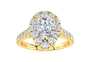 14K Yellow Gold 1 Carat Pear Shape Halo Diamond Engagement Ring Size 5.5,  by SuperJeweler