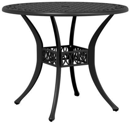 vidaXL Záhradný stôl čierny Ø90×75 cm liaty hliník
