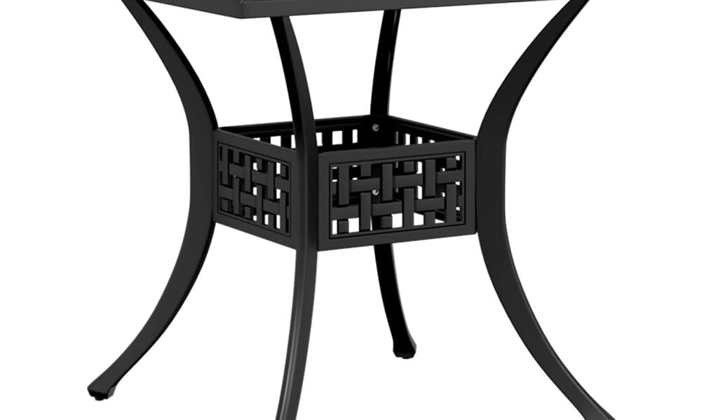 vidaXL Záhradný stôl čierny 80x80x75 cm liaty hliník