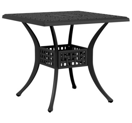 vidaXL Záhradný stôl čierny 80x80x75 cm liaty hliník