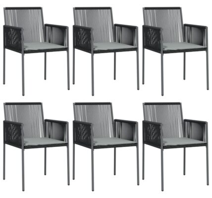 vidaXL Záhradné stoličky a vankúše 6ks čierne 54×60,5×83,5cm polyratan