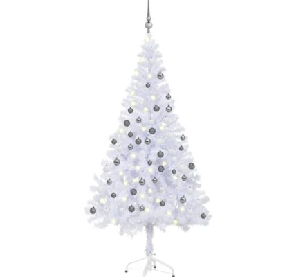 vidaXL Osvetlený umelý vianočný stromček+gule 180 cm, 620 vetvičiek