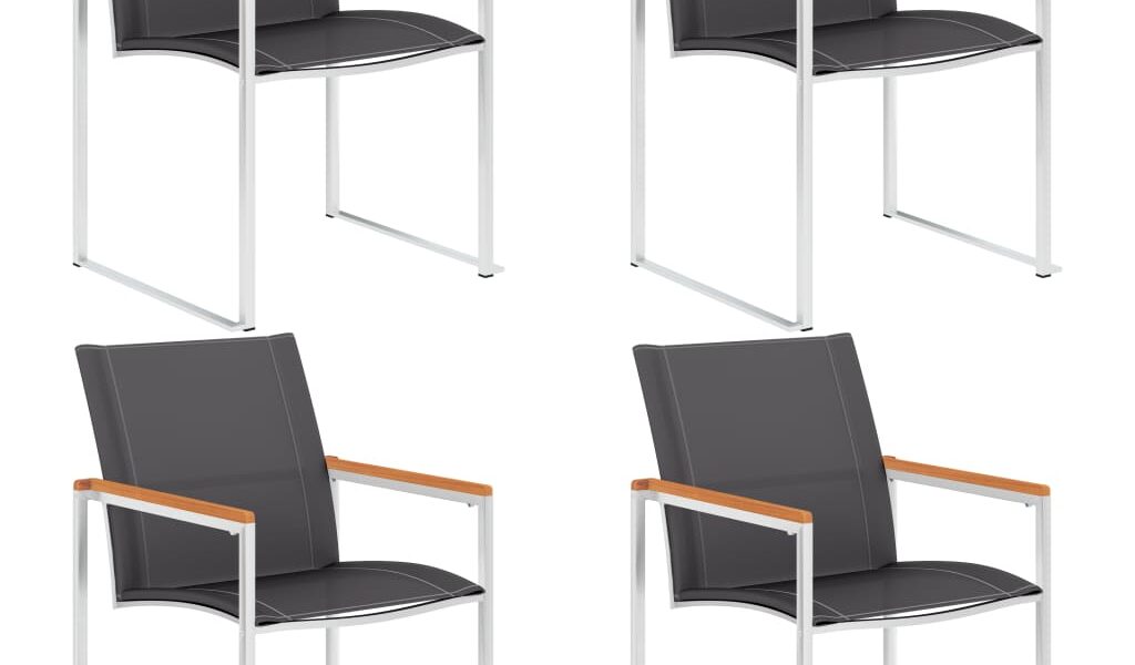 vidaXL Záhradné stoličky 4 ks sivé textilén a nehrdzavejúca oceľ
