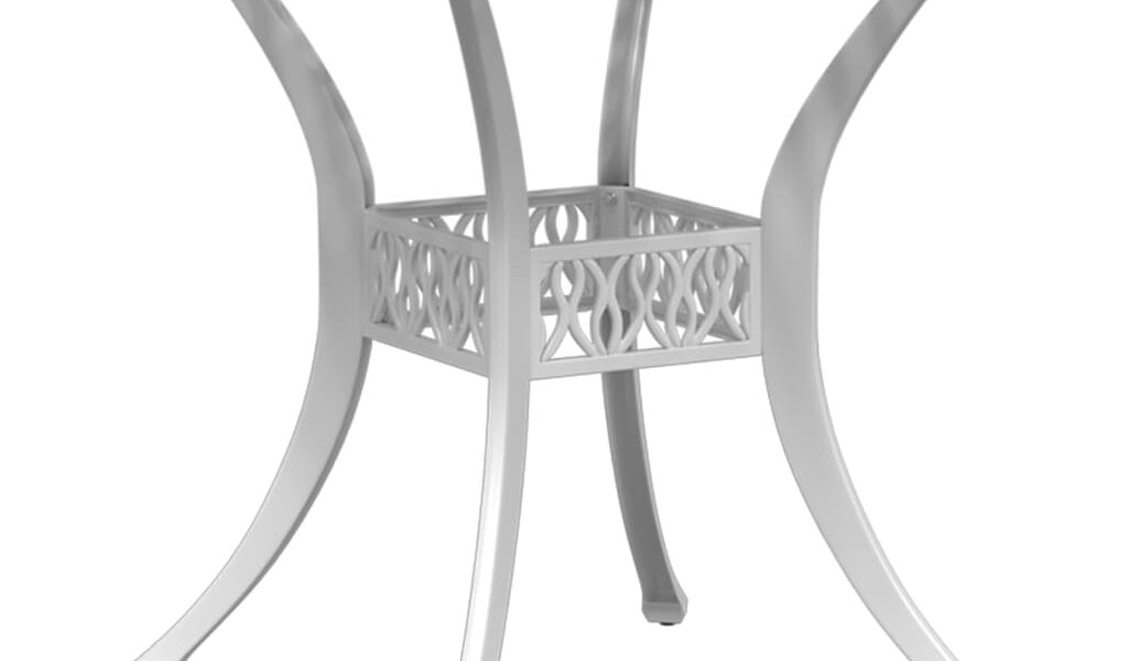 vidaXL Záhradný stôl biely Ø90×75 cm liaty hliník