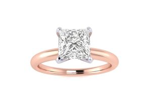 1 Carat Princess Cut Diamond Solitaire Engagement Ring in 14K Rose Gold,  by SuperJeweler