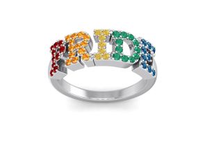 1/2 Carat Rainbow Pride Gemstone Ring in 14K White Gold (3.70 g), Size 4 by SuperJeweler