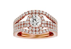 2 Carat Halo Diamond Engagement Ring in 14K Rose Gold (8.3 g) (, SI2-I1) by SuperJeweler