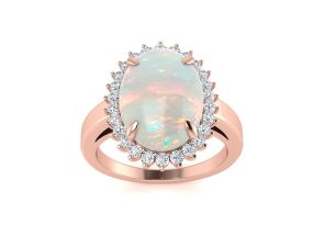 4 Carat Ballerina Opal Ring w/ Diamonds in 14K Rose Gold (5 g),  by SuperJeweler