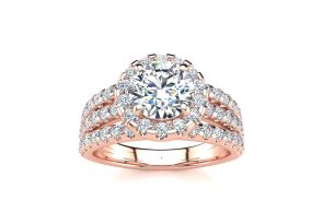 2 Carat Round Halo Diamond Engagement Ring in 14K Rose Gold (6 g) (, SI2-I1) by SuperJeweler