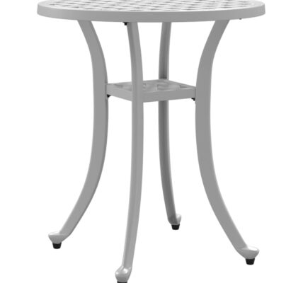 vidaXL Záhradný stôl biely Ø48×53 cm liaty hliník