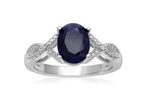 2 1/4 Carat Oval Shape Sapphire & Diamond Infinity Ring,  by SuperJeweler