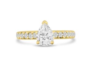 1 1/3 Carat Pear Shape Diamond Engagement Ring in 14K Yellow Gold (, SI2-I1) by SuperJeweler
