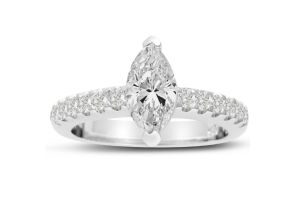 1 1/3 Carat Marquise Shape Diamond Engagement Ring in 14K White Gold (, SI2-I1) by SuperJeweler