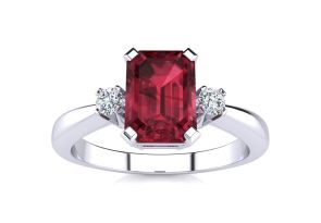 3 Carat Garnet & Diamond Ring Crafted in Solid 14K White Gold,  by SuperJeweler