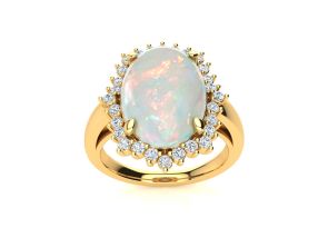 4 Carat Ballerina Opal Ring w/ Diamonds in 14K Yellow Gold (5.5 g),  by SuperJeweler