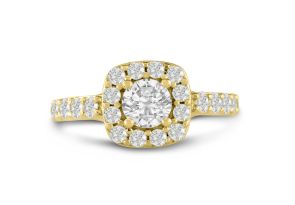 1 3/4 Carat Halo Diamond Engagement Ring in 14K Yellow Gold (5.8 g) (, SI2-I1) by SuperJeweler