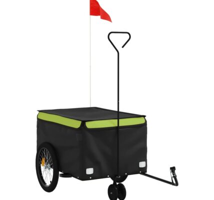 vidaXL Vozík za bicykel, čierno zelený 30 kg, železo