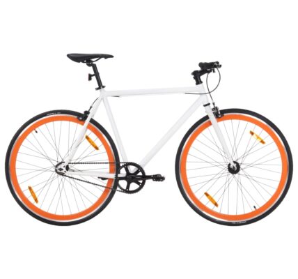 vidaXL Bicykel s pevným prevodom bielo-oranžový 700c 59 cm
