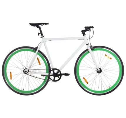 vidaXL Bicykel s pevným prevodom bielo-zelený 700c 55 cm