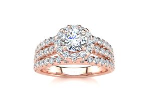 1.5 Carat Round Halo Diamond Engagement Ring in 14K Rose Gold (5.50 g) (, SI2-I1) by SuperJeweler