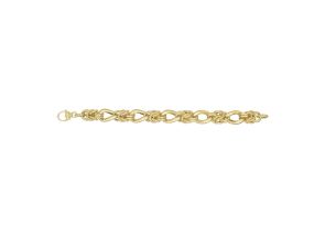 14K Yellow Gold (16.90 g) 8 Inch Textured & Shiny Multi Round Link Chain Bracelet by SuperJeweler