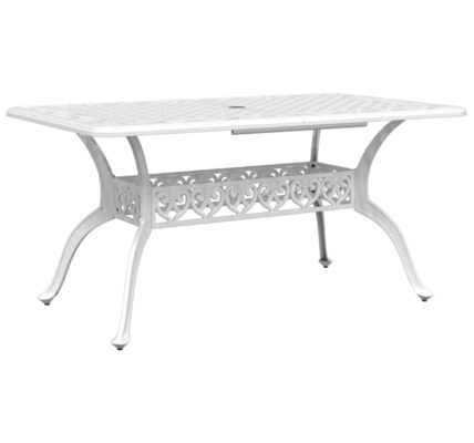 vidaXL Záhradný stôl biely 150x90x72 cm liaty hliník