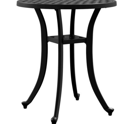 vidaXL Záhradný stôl čierny Ø48×53 cm liaty hliník