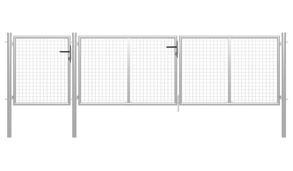 vidaXL Záhradná brána oceľová 400×75 cm strieborná