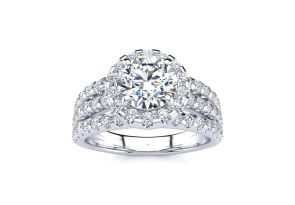 2 Carat Round Halo Diamond Engagement Ring in 14K White Gold (6 g) (, SI2-I1) by SuperJeweler