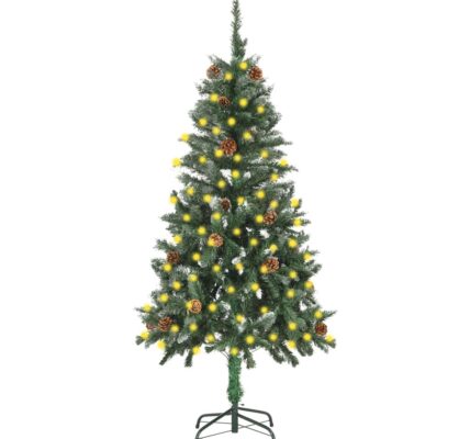 vidaXL Osvetlený umelý vianočný stromček so šiškami 150 cm