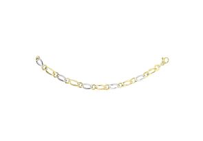 14K Yellow & White Gold (4 g) 7.75 Inch Shiny Twisted Oval Link Chain Bracelet by SuperJeweler