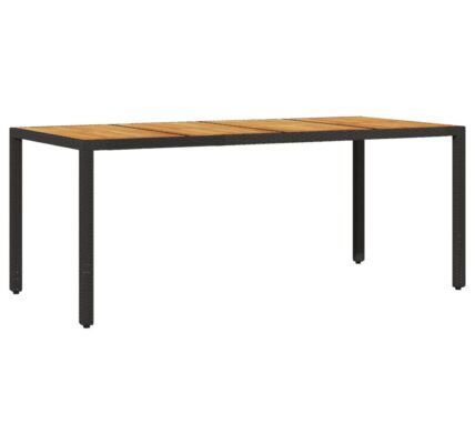 vidaXL záhradný stôl s akáciovou doskou čierny 190x90x75 cm polyratan