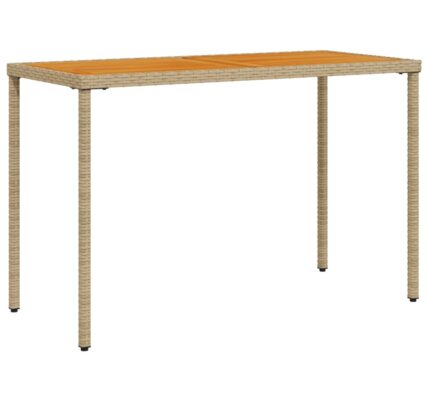 vidaXL Záhradný stôl s akáciovou doskou béžový 115x54x74 cm polyratan
