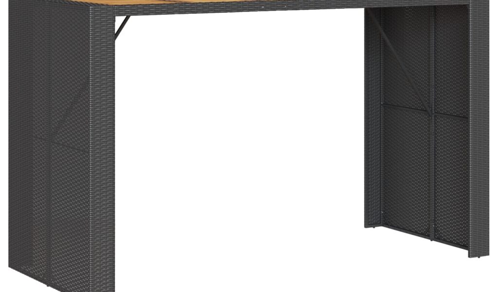 vidaXL Záhradný stôl s akáciovou doskou čierny 185x80x110 cm polyratan