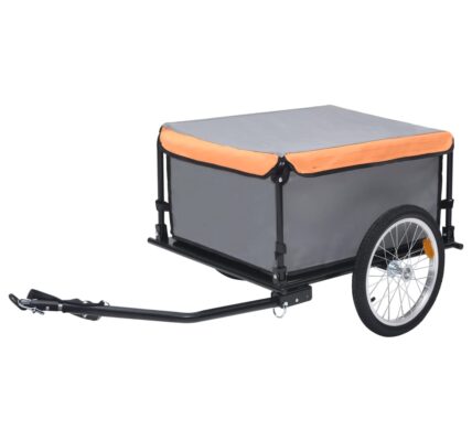 vidaXL Príves na bicykel, sivo oranžový 65 kg