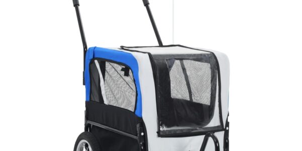 vidaXL Vozík pre domáce zvieratá na bicykel/beh 2-v-1, sivo modrý