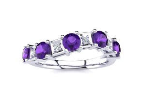 1 Carat Amethyst & Diamond Journey Band Ring in White Gold (3.5 g),  by SuperJeweler
