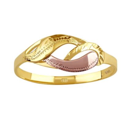 Zlatý prsteň s ručným rytím Kaira zo žltého a ružového zlata veľkosť obvod 56 mm