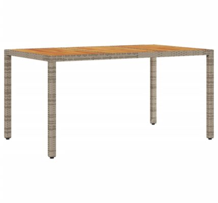 vidaXL Záhradný stôl s akáciovou doskou sivý 150x90x75 cm polyratan