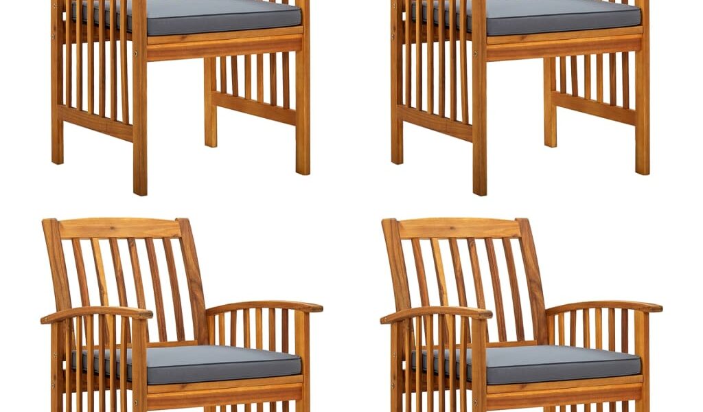 vidaXL Záhradné jedálenské stoličky 4 ks s podložkami, akáciový masív