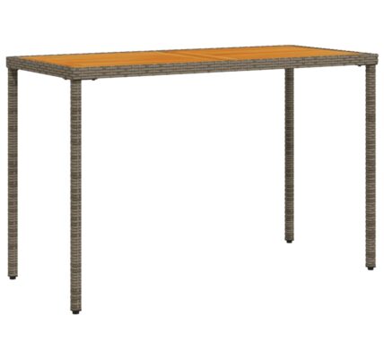 vidaXL Záhradný stôl s akáciovou doskou sivý 115x54x74 cm polyratan