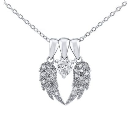 Strieborný náhrdelník s príveskom krídiel a srdca Aurélie s Brilliance Zirconia